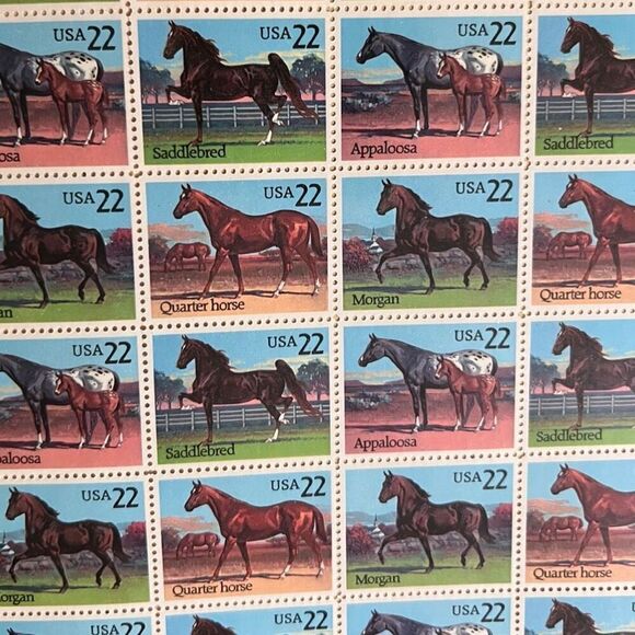 MNH Scott #2155-58 Horses 1985 - 22 Cent Stamp Sheet of Stamps - Picture 1 of 2